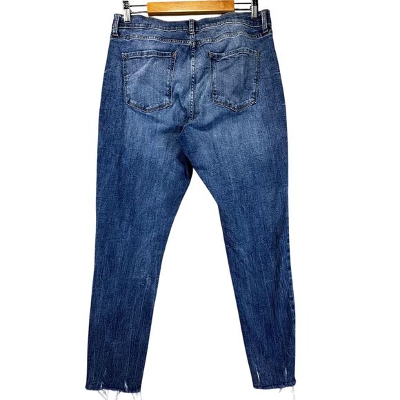 a.n.a High-Rise Skinny Jean Woman 14 Raw Blue Hem Stretch Denim Trendy Preppy - Picture 2 of 10